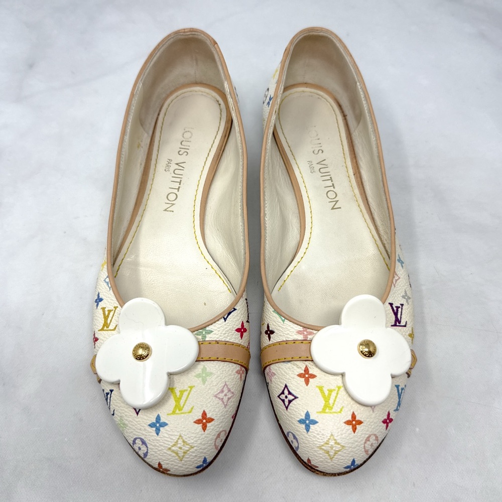 Louis Vuitton X Takashi Murakami Vintage Y2K LV Monogram Logo Flower Flat Shoes